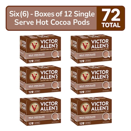 Victor Allen Victor Allen's Coffee Milk Chocolate Hot Cocoa, 6-12 Count, Single Serve K-Cup Coffee Pods, PK72 FG016413